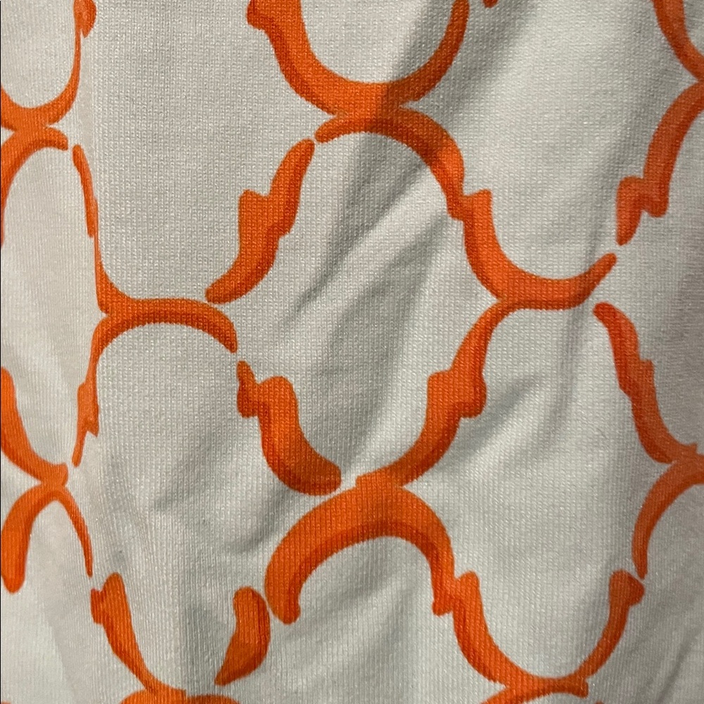 J. McLaughlin Orange and Sea Glass Green Patterned Shirt - Picture 3 of 4